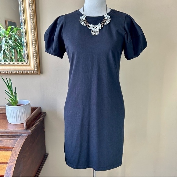 Anthropologie Velvet Graham and Spencer Black Puff Sleeve Mini Dress Pockets S - Picture 3 of 10